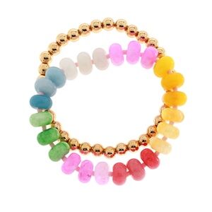 2 Row Wide Stone & CCB Bead Bracelet